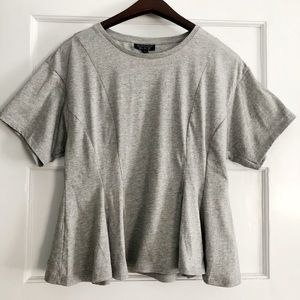 New TOPSHOP new gray peplum short sleeve tee